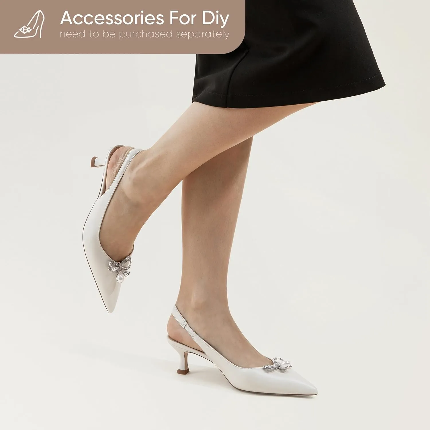 7or9 Slingbacks High Heels for Women Comfortable Air-Touch Foam Pointed-Toe Kitten Heels Casual Dressy Bridal Pumps Women Sandals
