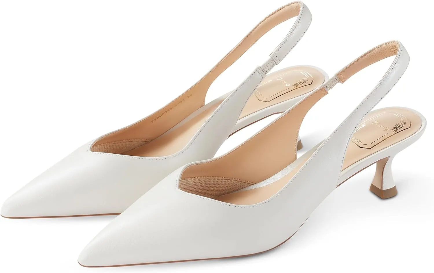 7or9 Slingbacks High Heels for Women Comfortable Air-Touch Foam Pointed-Toe Kitten Heels Casual Dressy Bridal Pumps Women Sandals
