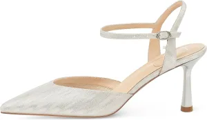 7or9 Slingbacks High Heels for Women Comfortable Air-Touch Foam Pointed-Toe Kitten Heels Casual Dressy Bridal Pumps Women Sandals