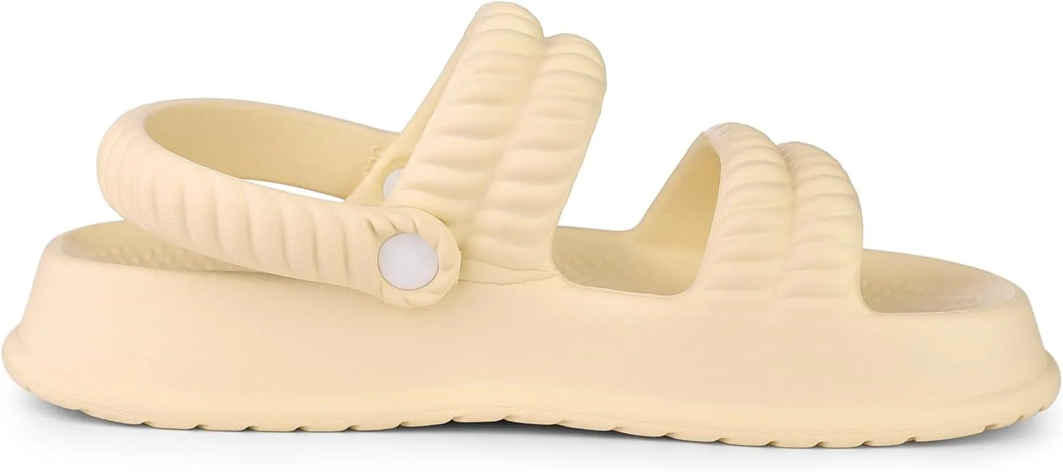 Allegra K Women's Cloud Slides Sandals Pillow Two-Way Wear Shower Slingback Flat Sandals