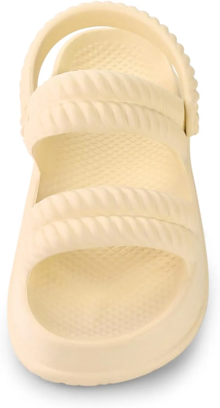 Allegra K Women's Cloud Slides Sandals Pillow Two-Way Wear Shower Slingback Flat Sandals
