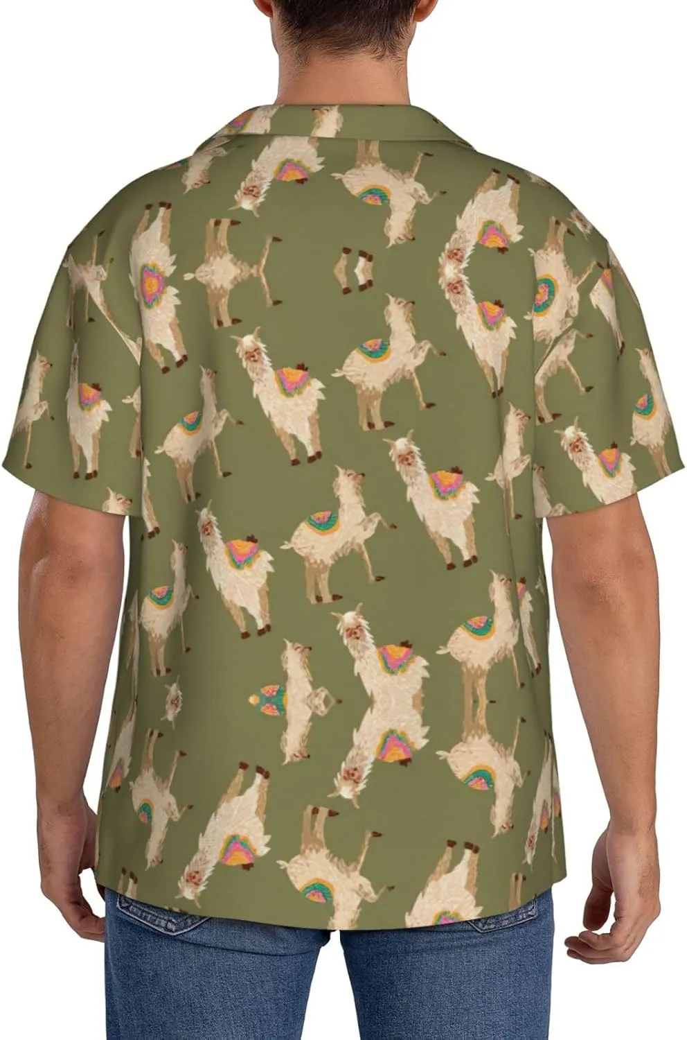 Alpaca. Printing Men's Fashion Summer Short Sleeve Button Shirt with Pocket,S-4xl Cuban Shirt Hawaiian Shirt