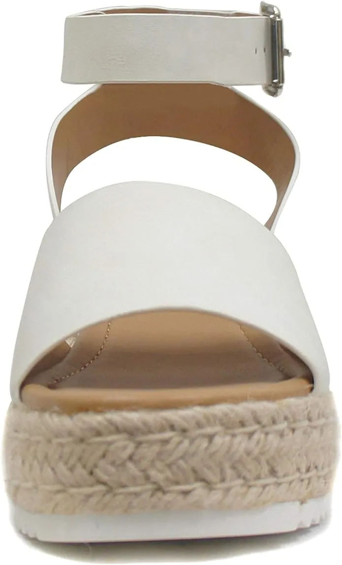 Ankle Strap Toe Express shipping Off-White Espadrilles Wedge Sandals Open Studded Heel Special discount Soda Topic