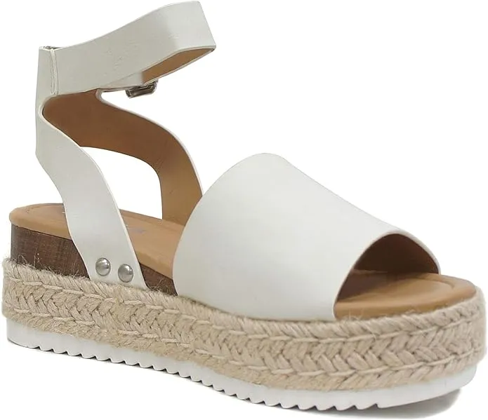 Ankle Strap Toe Express shipping Off-White Espadrilles Wedge Sandals Open Studded Heel Special discount Soda Topic