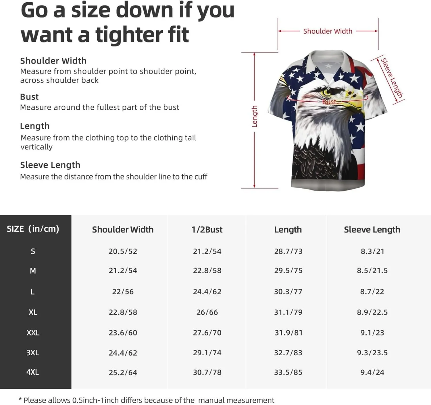 Bald Eagle Flag Printing Men's Fashion Summer Short Sleeve Button Shirt with Pocket,S-4xl Cuban Shirt Hawaiian Shirt