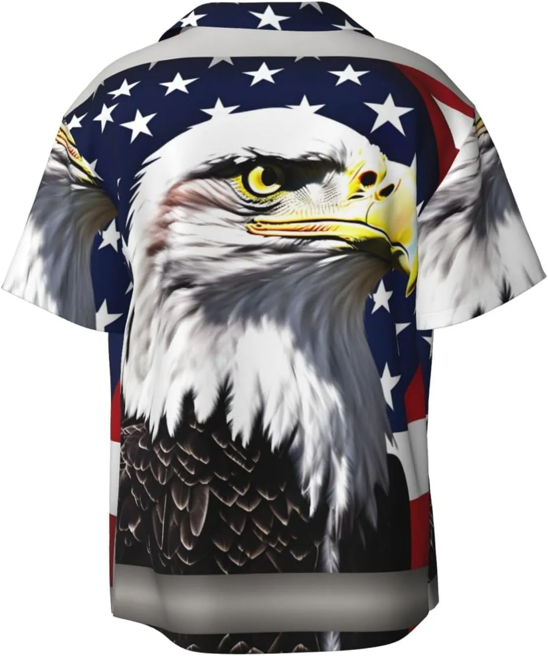 Bald Eagle Flag Printing Men's Fashion Summer Short Sleeve Button Shirt with Pocket,S-4xl Cuban Shirt Hawaiian Shirt