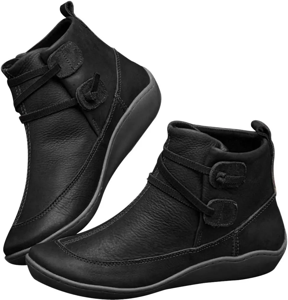 Bamboo Store Women's Boots High Boots Shoes Vintage Flat Boots Women's Toe Ankle Round Winter Boots like for Women