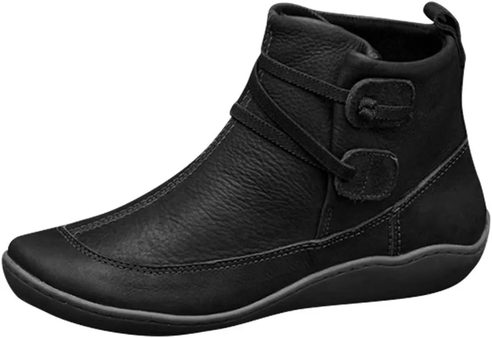 Bamboo Store Women's Boots High Boots Shoes Vintage Flat Boots Women's Toe Ankle Round Winter Boots like for Women