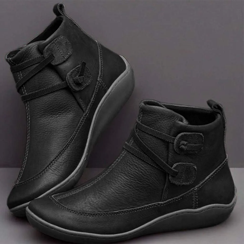 Bamboo Store Women's Boots High Boots Shoes Vintage Flat Boots Women's Toe Ankle Round Winter Boots like for Women