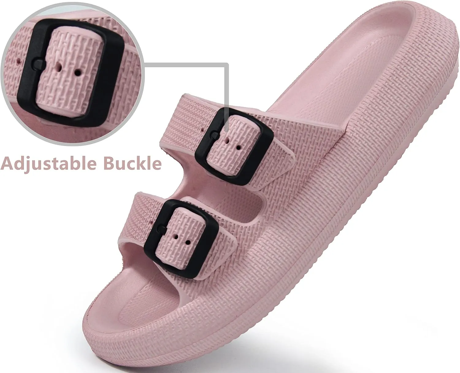BenSorts Pillow Sandals for Women Men Thick Sole Adjustable Buckles EVA