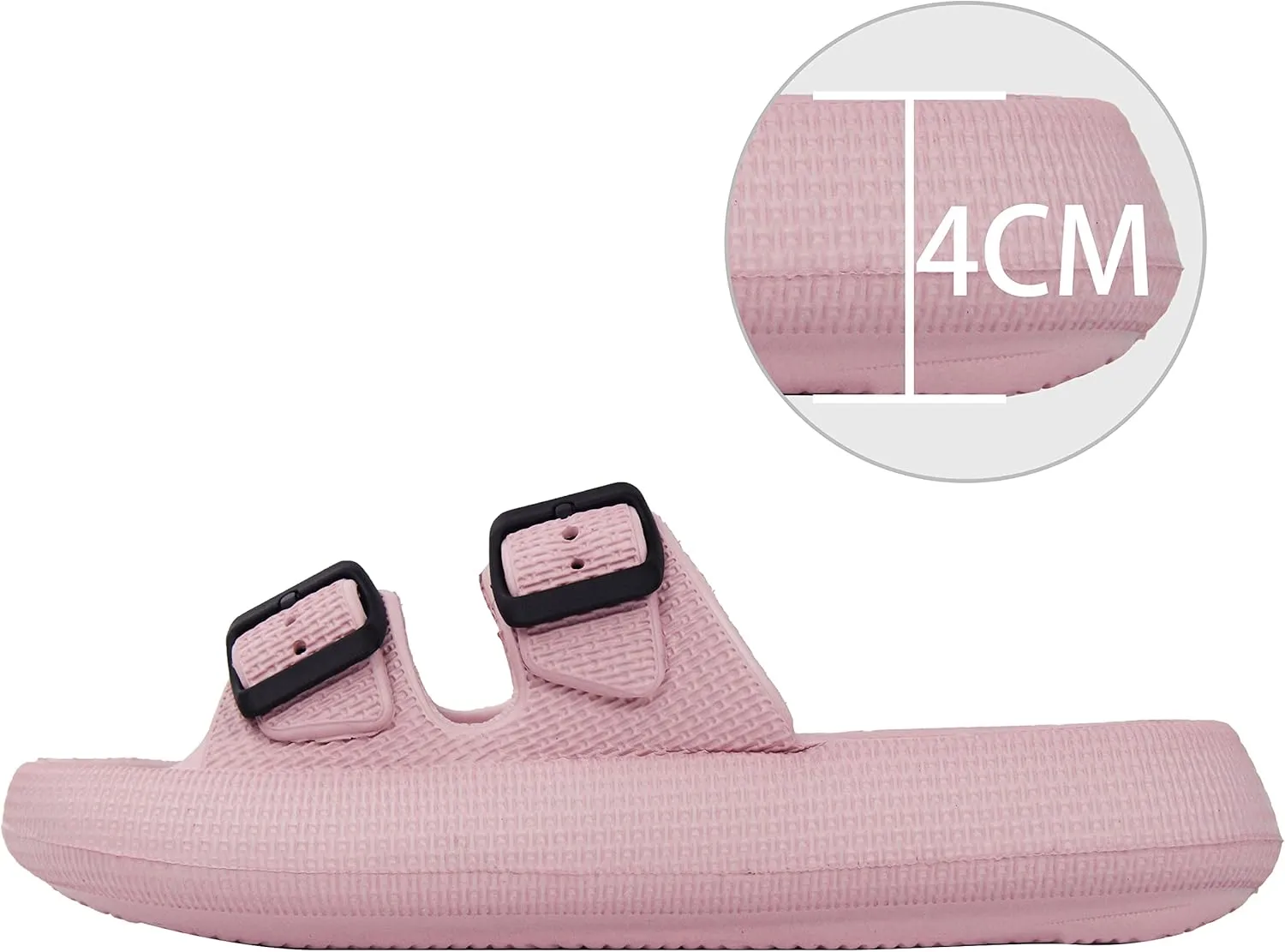 BenSorts Pillow Sandals for Women Men Thick Sole Adjustable Buckles EVA