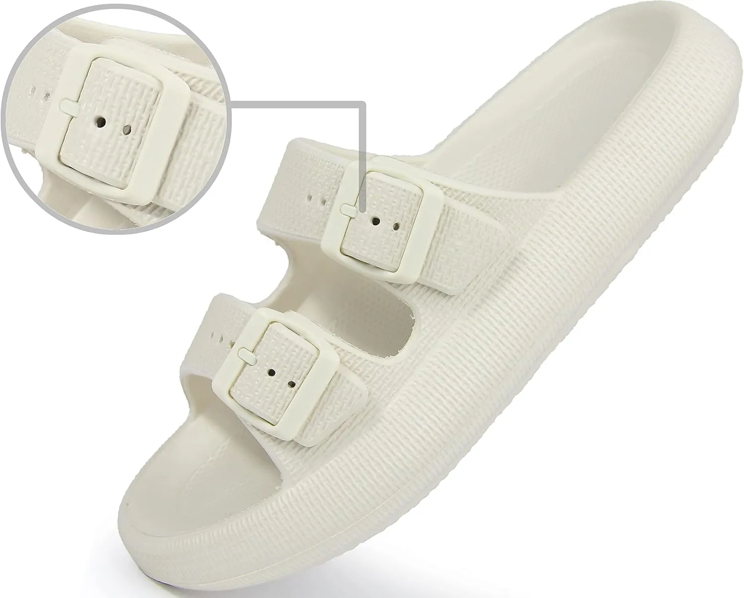 BenSorts Pillow Sandals for Women Men Thick Sole Adjustable Buckles EVA