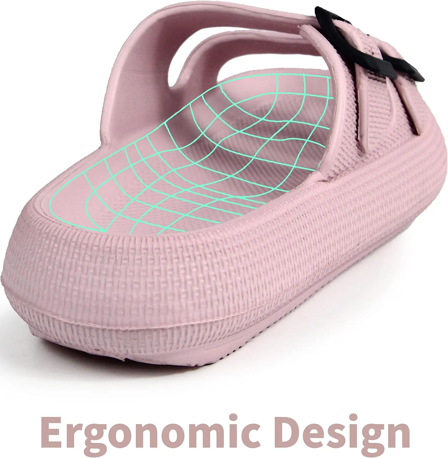 BenSorts Pillow Sandals for Women Men Thick Sole Adjustable Buckles EVA