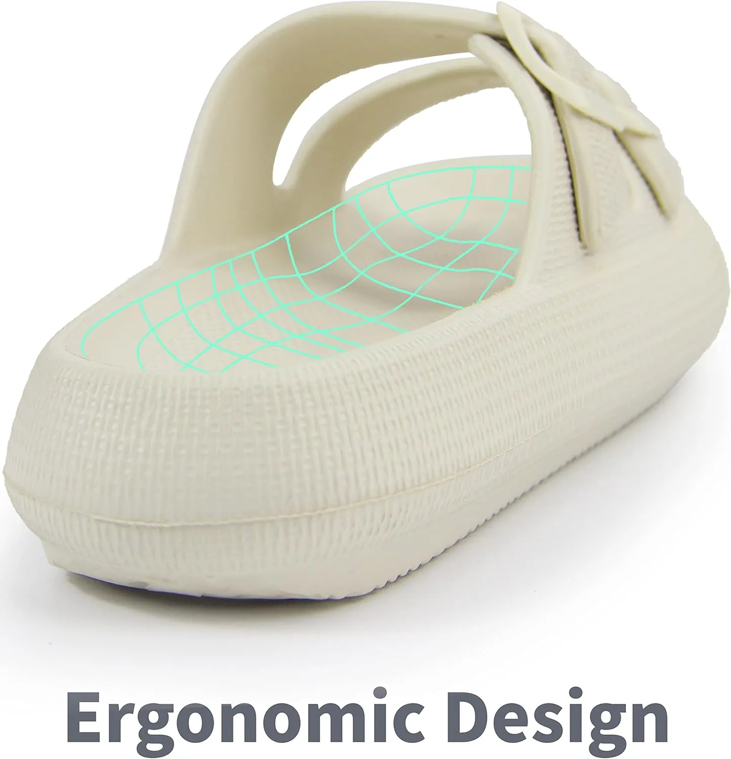 BenSorts Pillow Sandals for Women Men Thick Sole Adjustable Buckles EVA