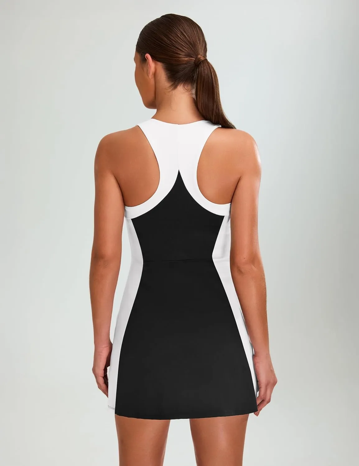 Blooming Jelly Women Tennis Dress Casual Athletic Color Block Outfit Racerback Built in Bra Golf Separate Shorts with Pocket