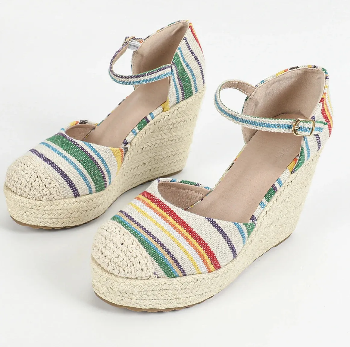 bohimian sandals wedges toe shoes ankle Secure shipping comfort platform espadrilles pumps LIHUAMAO women round Exclusive options heel strap csaual sandals