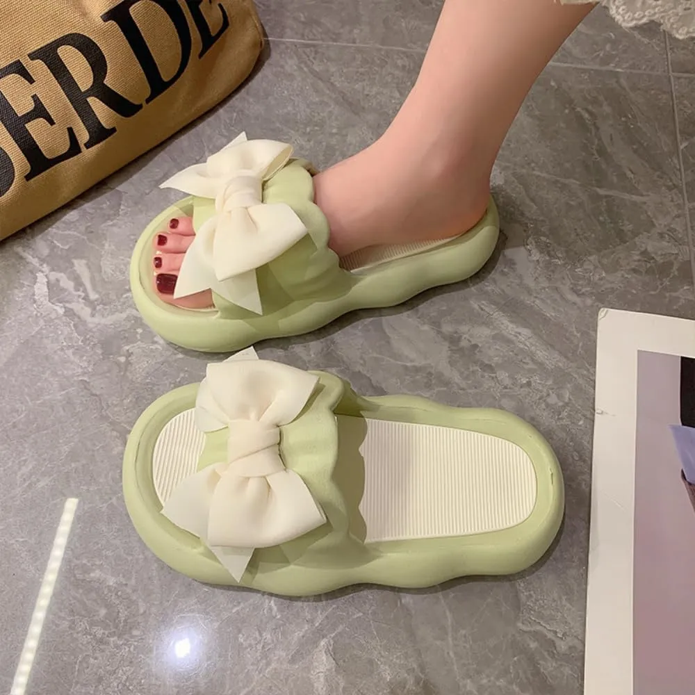 Bow Knot Slippers Women Cute Pillow Slipper Preppy Kawaii Cloud Slipper Y2K Comfy House Slides Shower Sandals Bathroom Shoes Slides Slipper Indoor Outdoor Home Slipper