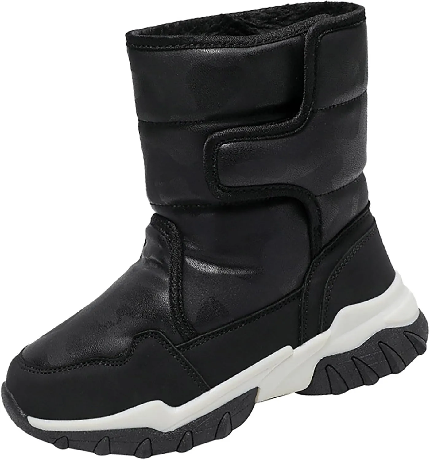 Boys Girls Snow Boots 𝐖aterproof Slip 𝗥esistant Outdoor Slip On Winter Warm F𝐮r Lined Outdoor Kids Boots Flat Shoes