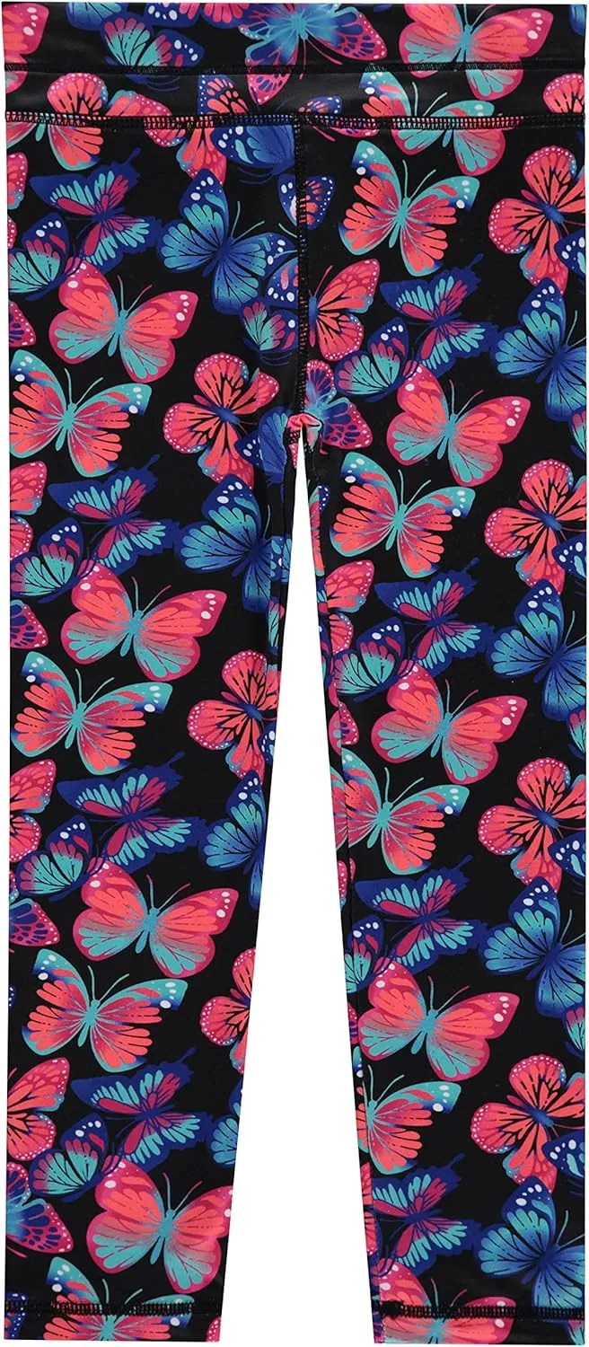 BTween Girls’ 4 Pack Leggings Set, Exercise, Sports Tights with Wide Waistband for Girls