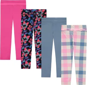 BTween Girls’ 4 Pack Leggings Set, Exercise, Sports Tights with Wide Waistband for Girls