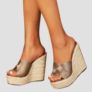 casual style platform sandals slipper LIHUAMAO comfortable espadrilles shoes pumps Large-scale promotion outdoor wedges Women bohemia heel Proactive high beach