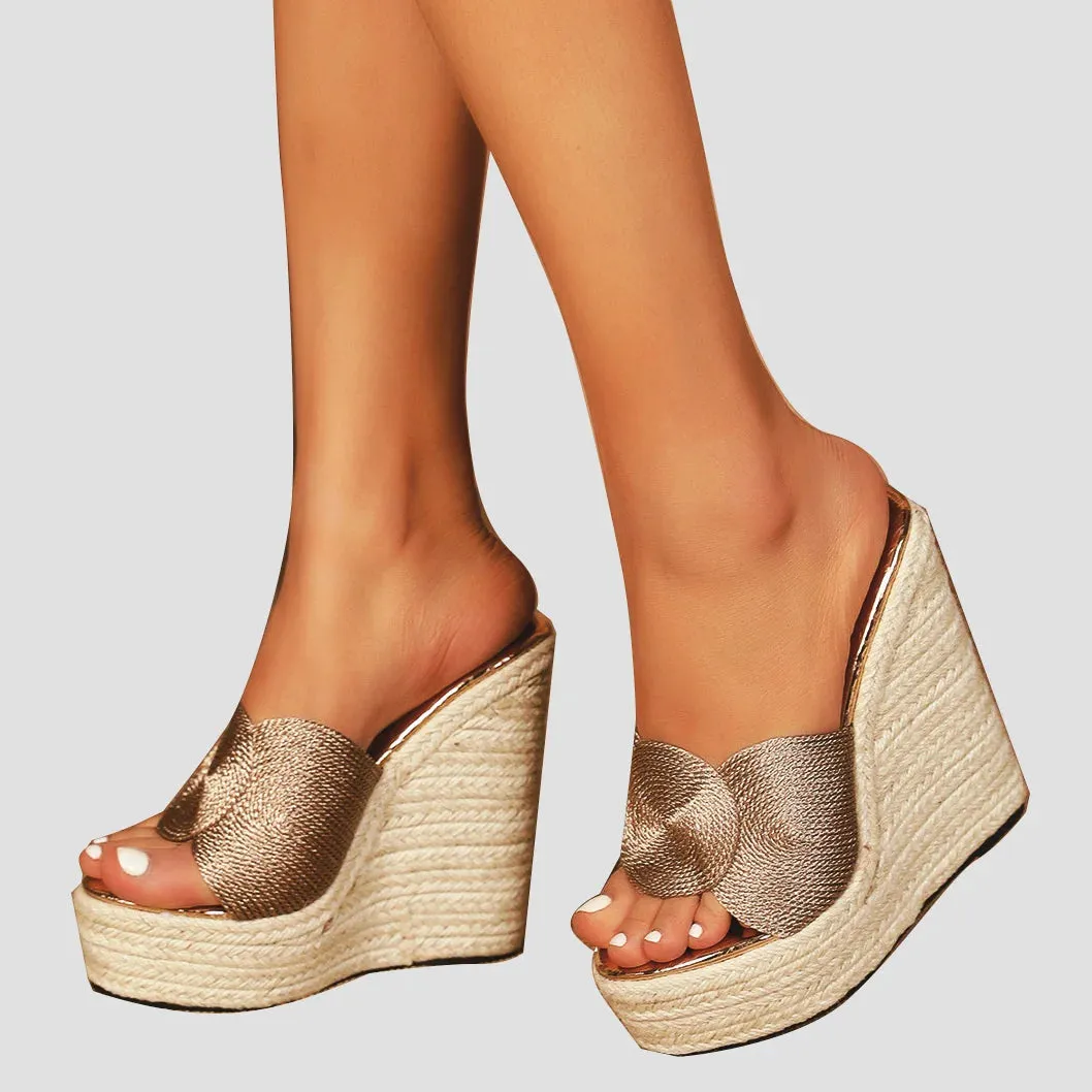casual style platform sandals slipper LIHUAMAO comfortable espadrilles shoes pumps Large-scale promotion outdoor wedges Women bohemia heel Proactive high beach