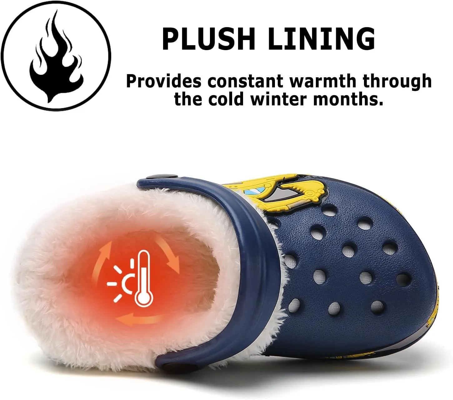 CERYTHRINA Toddler Lined Clog Garden Little Kids Faux Fur Garden Slippers Boys Girls Winter Warm Slip On House Shoes Cartoon Slides Sneakers
