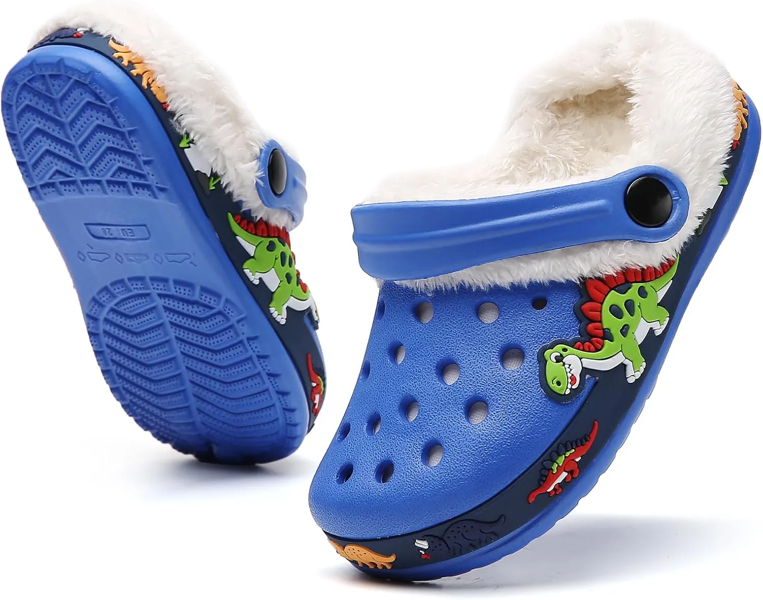 CERYTHRINA Toddler Lined Clog Garden Little Kids Faux Fur Garden Slippers Boys Girls Winter Warm Slip On House Shoes Cartoon Slides Sneakers