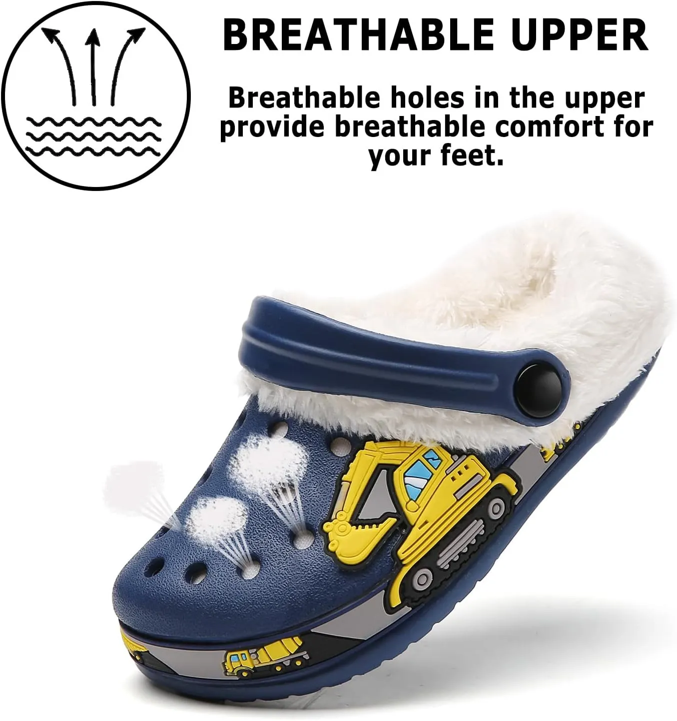 CERYTHRINA Toddler Lined Clog Garden Little Kids Faux Fur Garden Slippers Boys Girls Winter Warm Slip On House Shoes Cartoon Slides Sneakers