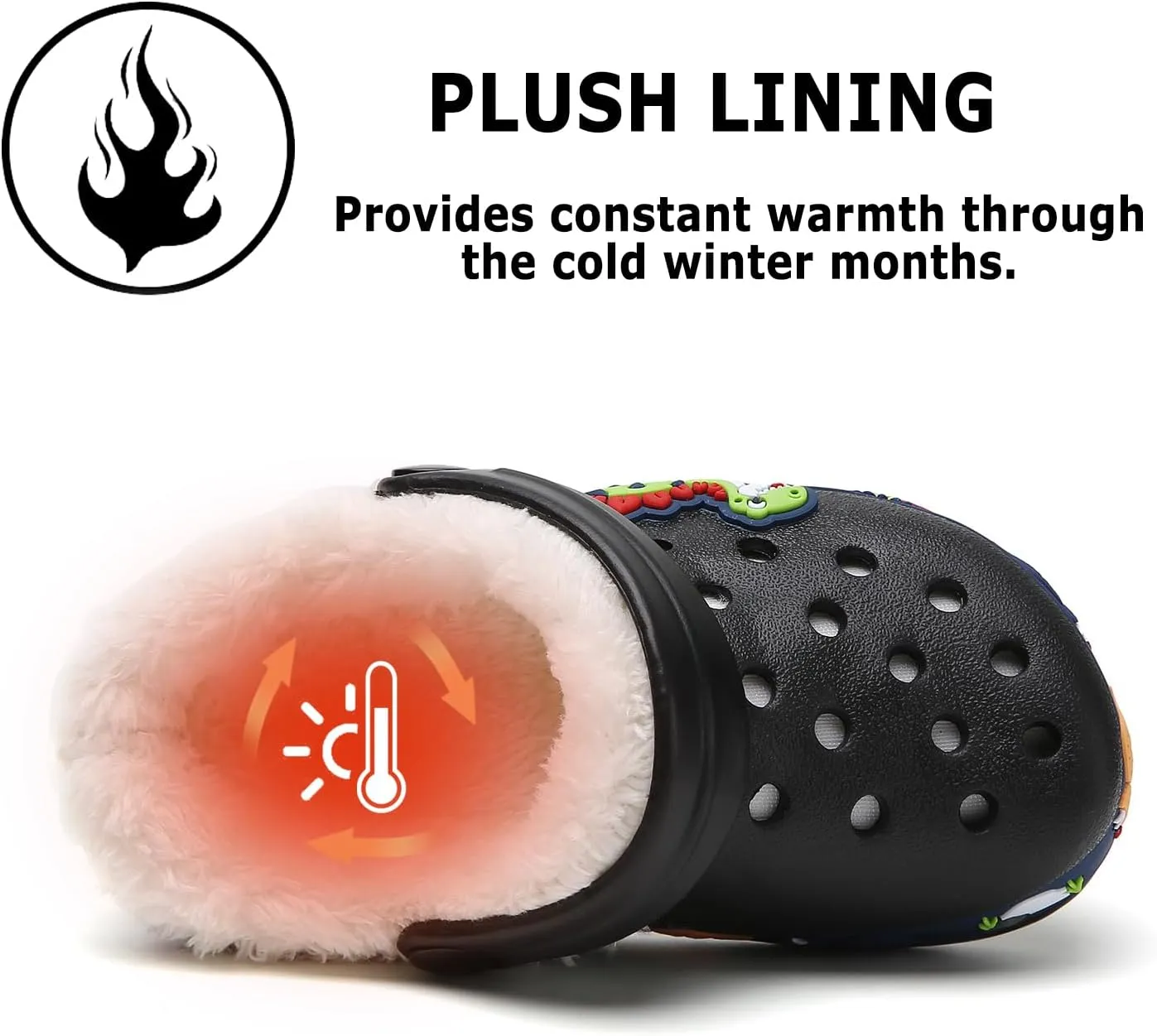 CERYTHRINA Toddler Lined Clog Garden Little Kids Faux Fur Garden Slippers Boys Girls Winter Warm Slip On House Shoes Cartoon Slides Sneakers