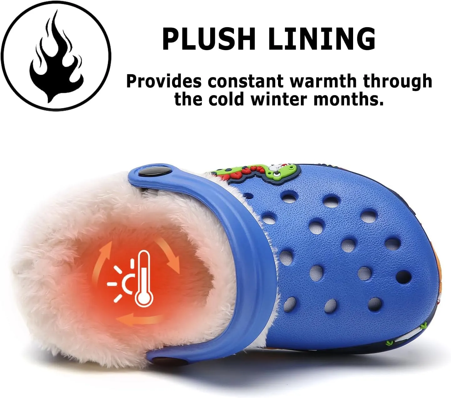 CERYTHRINA Toddler Lined Clog Garden Little Kids Faux Fur Garden Slippers Boys Girls Winter Warm Slip On House Shoes Cartoon Slides Sneakers