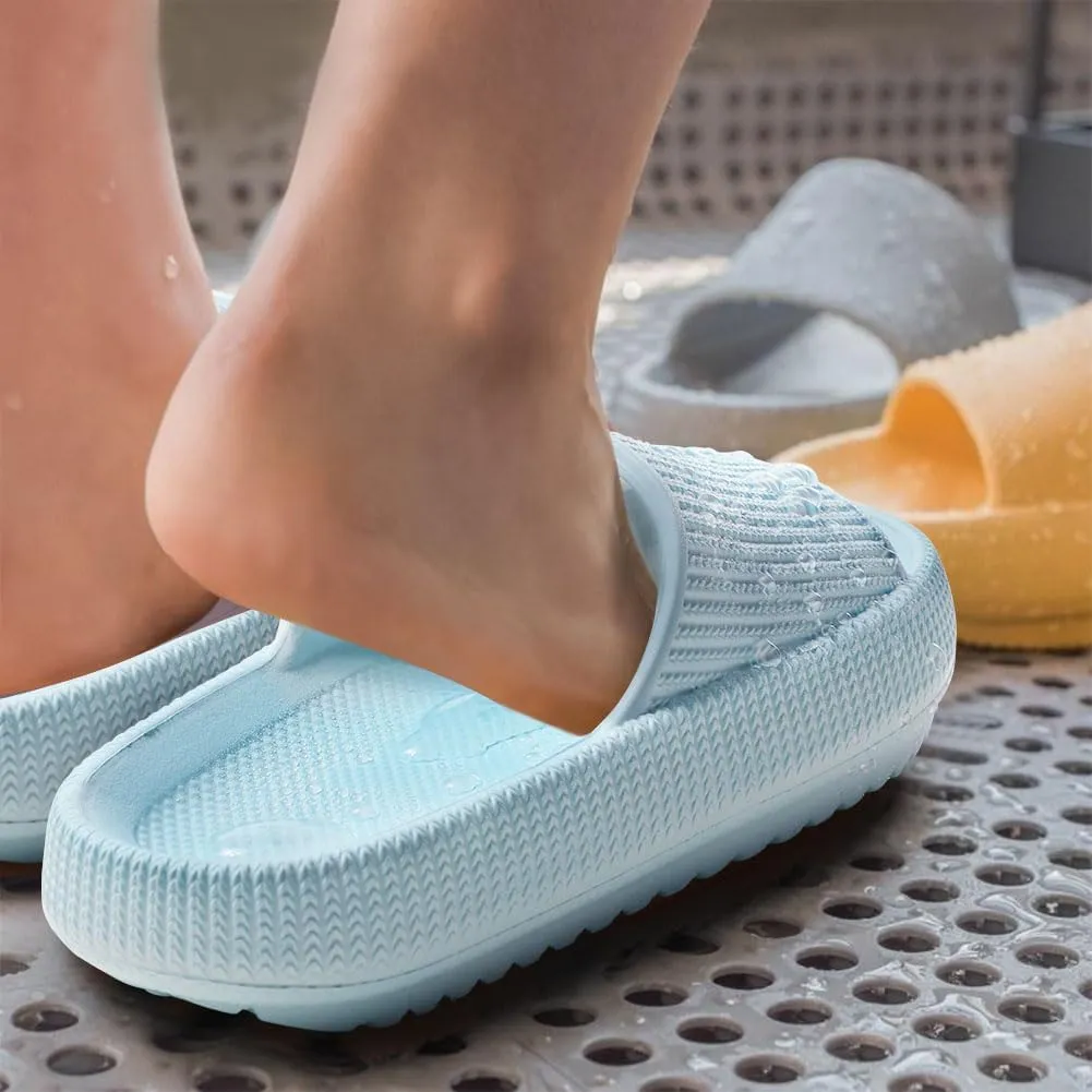 Cloud Slides for Kids, Girls Boys Pillow Slippers Shower Bathroom, Comfort Non-Slip Thick Sole Slippers Summer Beach Shoes for Little Kid/Big Kid