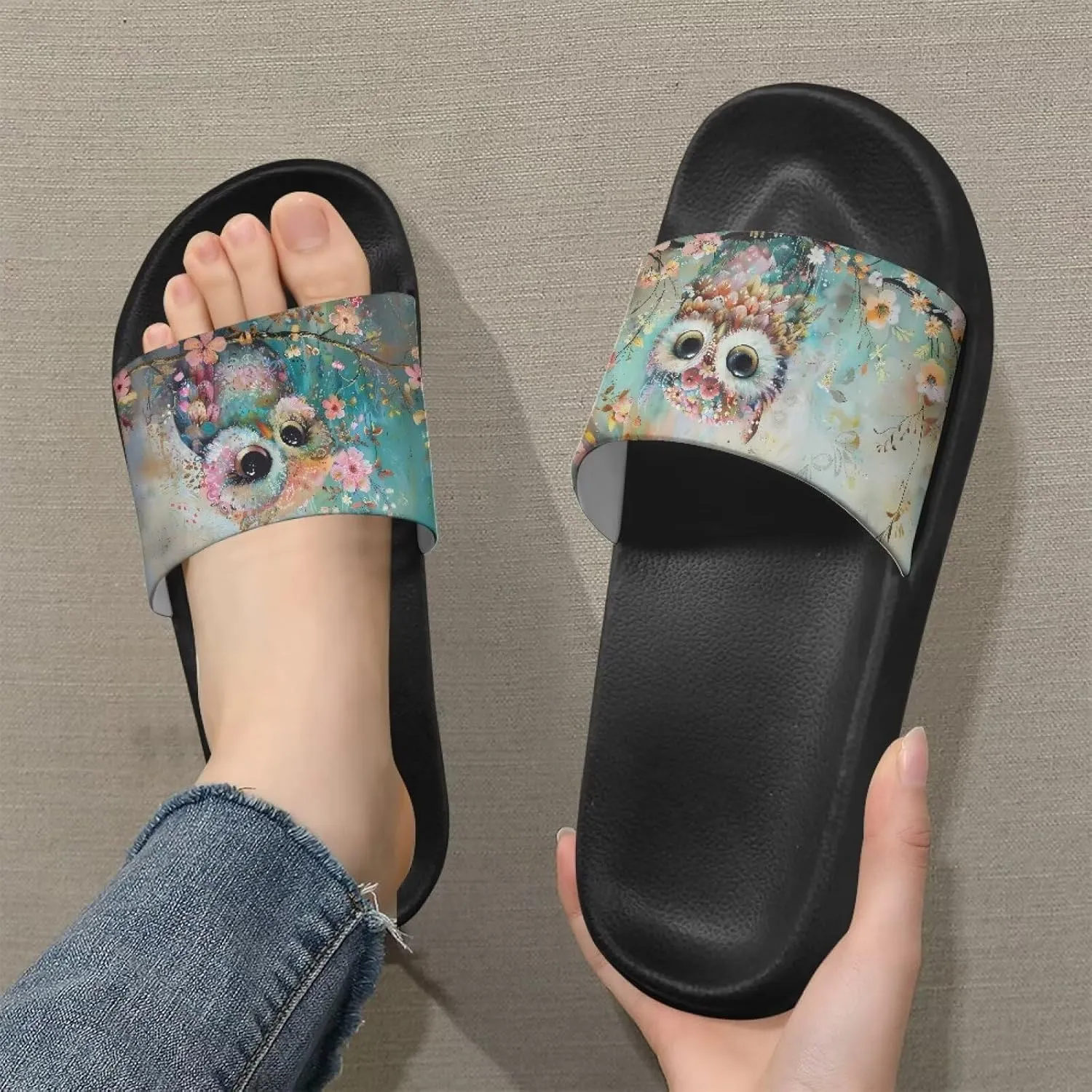 Couple Pattern Slide Sandals for Women Men Ultra Comfort Recovery Pillow Slippers Soft Summer Beach Shoes
