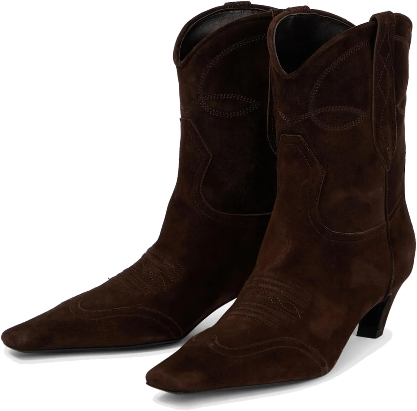 Cowboy Ankle Suede Boots For Women Kitten Heel Embroidery Chelsea Short Boots Fashion Low Heel Riding Short Bootie