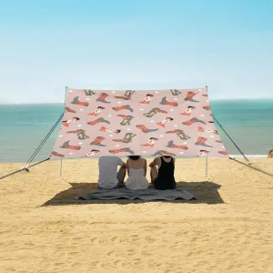 Cowgirl Cowboy Boots Beach Canopy Tent Anti-UV & Wind Resistant, Western Camping Sun Shelter Easy Setup Portable,Outdoor Shade Tents with Sandbags,Sand Shovels,Ground Pegs & Stability Poles