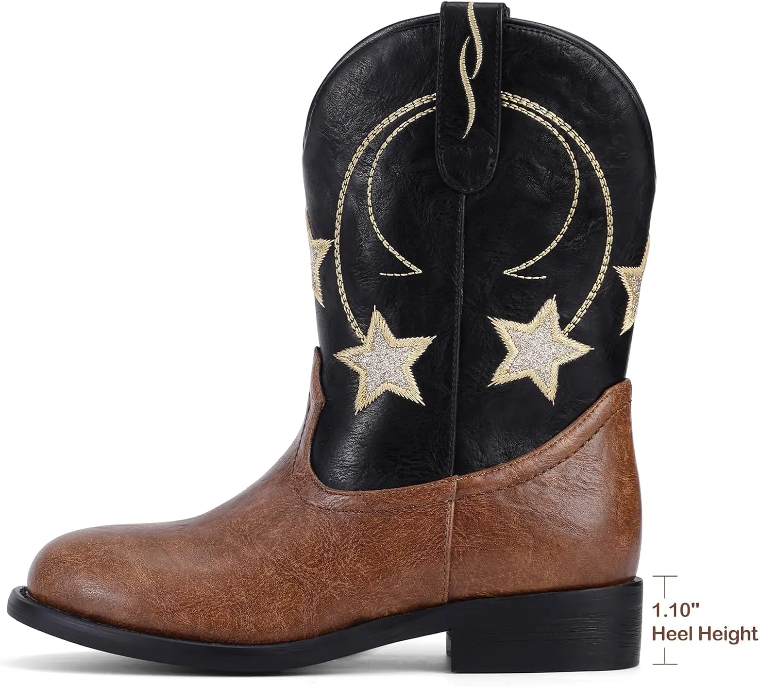Cowgirl Cowboy Boots for Girls Kids - Western Mid Calf Round Toe Star Boot for Toddler Girl Child Little Kid Big Kid, Christmas Stocking Stuffers for Girls
