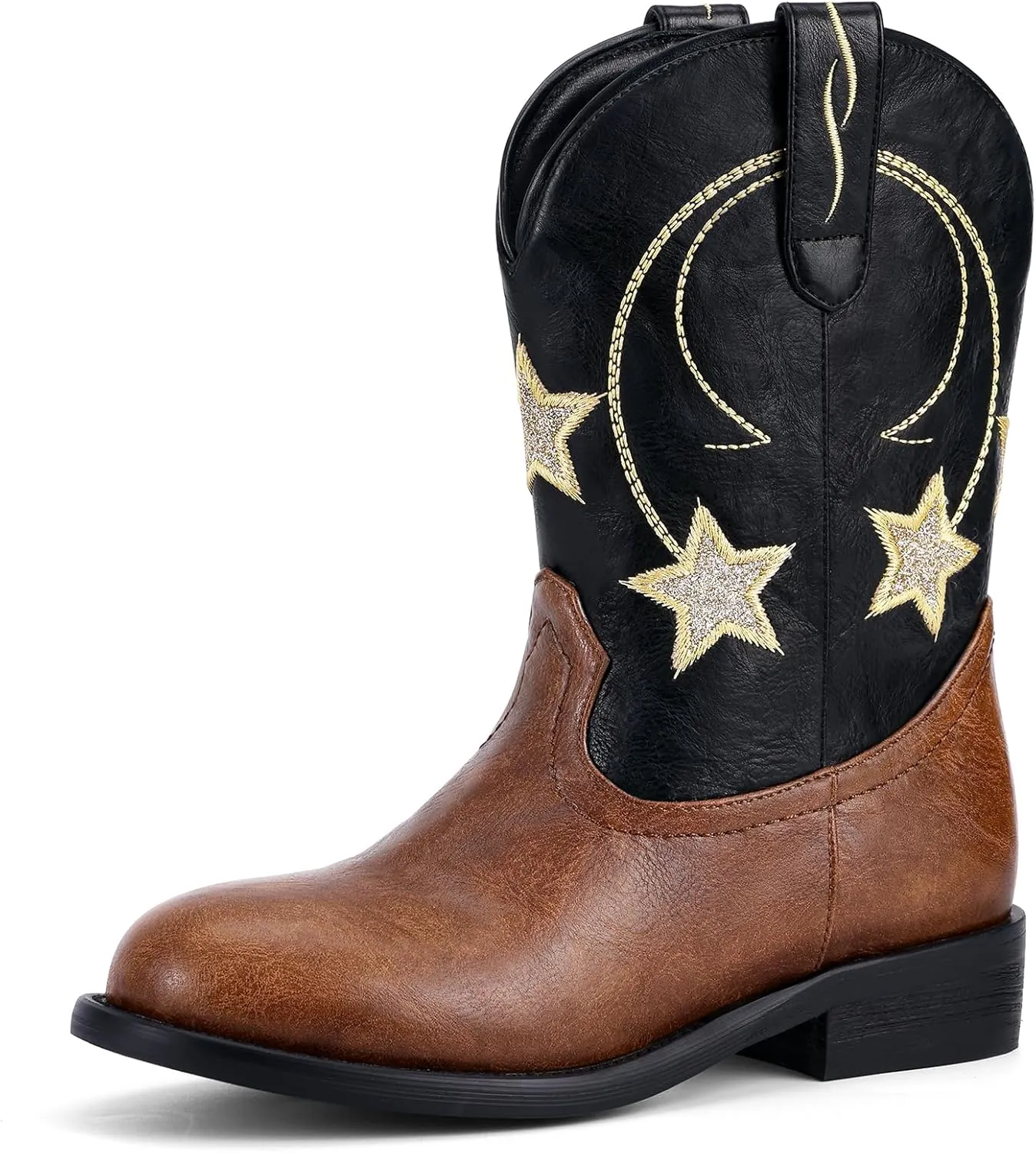 Cowgirl Cowboy Boots for Girls Kids - Western Mid Calf Round Toe Star Boot for Toddler Girl Child Little Kid Big Kid, Christmas Stocking Stuffers for Girls