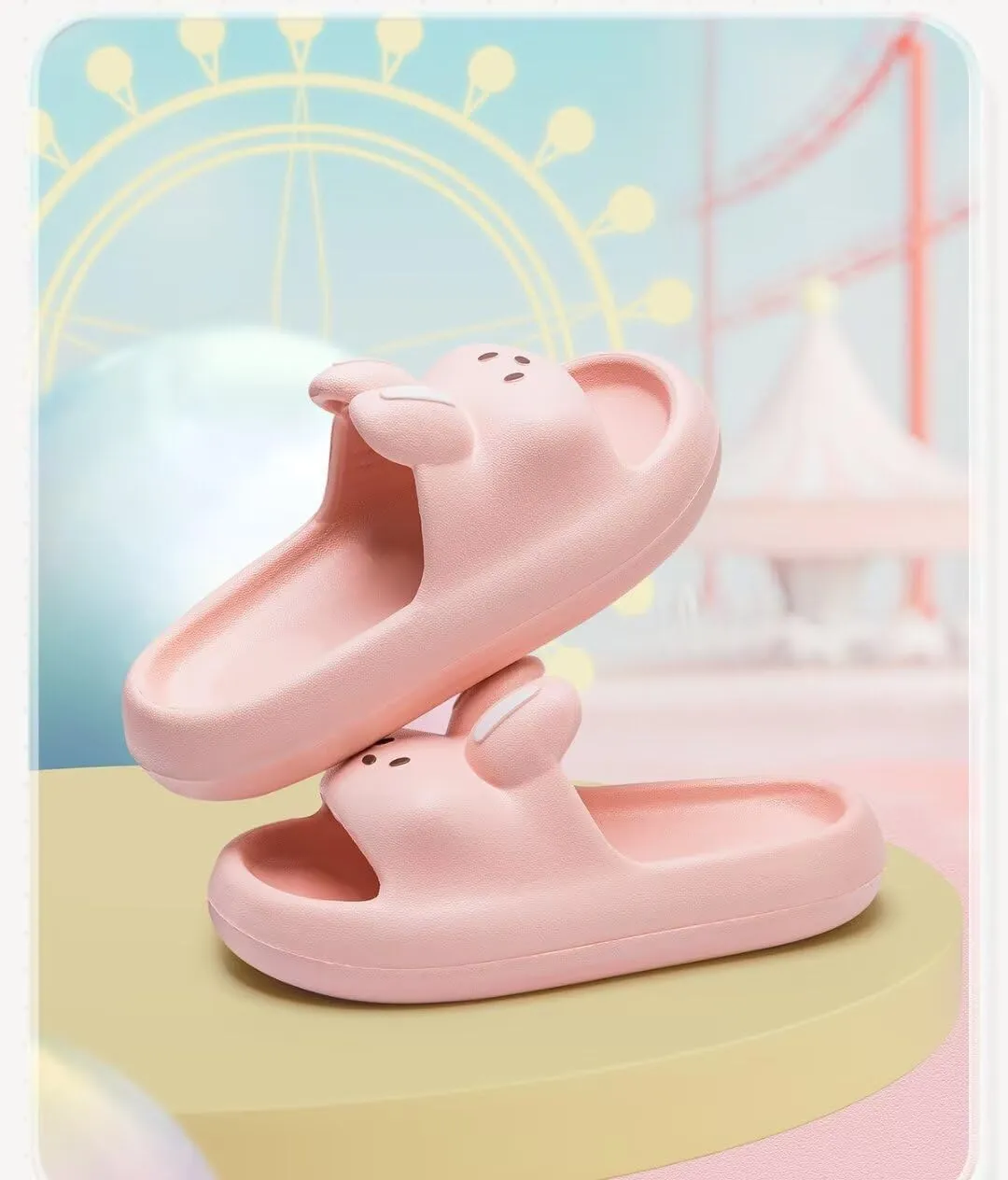 Cute Cartoon Bunny Boy Girls Cloud Slides Slipper Soft Thick-Soled Non-Slip Sandals for Girls Beach Swimming Pool Shoes