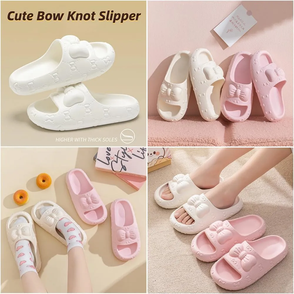 Cute Cloud Slipper Women Kawaii Pillow Slipper Preppy Y2K Bow Knot Slipper Comfy House Slides Shower Sandals Bathroom Shoes EVA Slides Slipper Indoor Outdoor Home Slipper