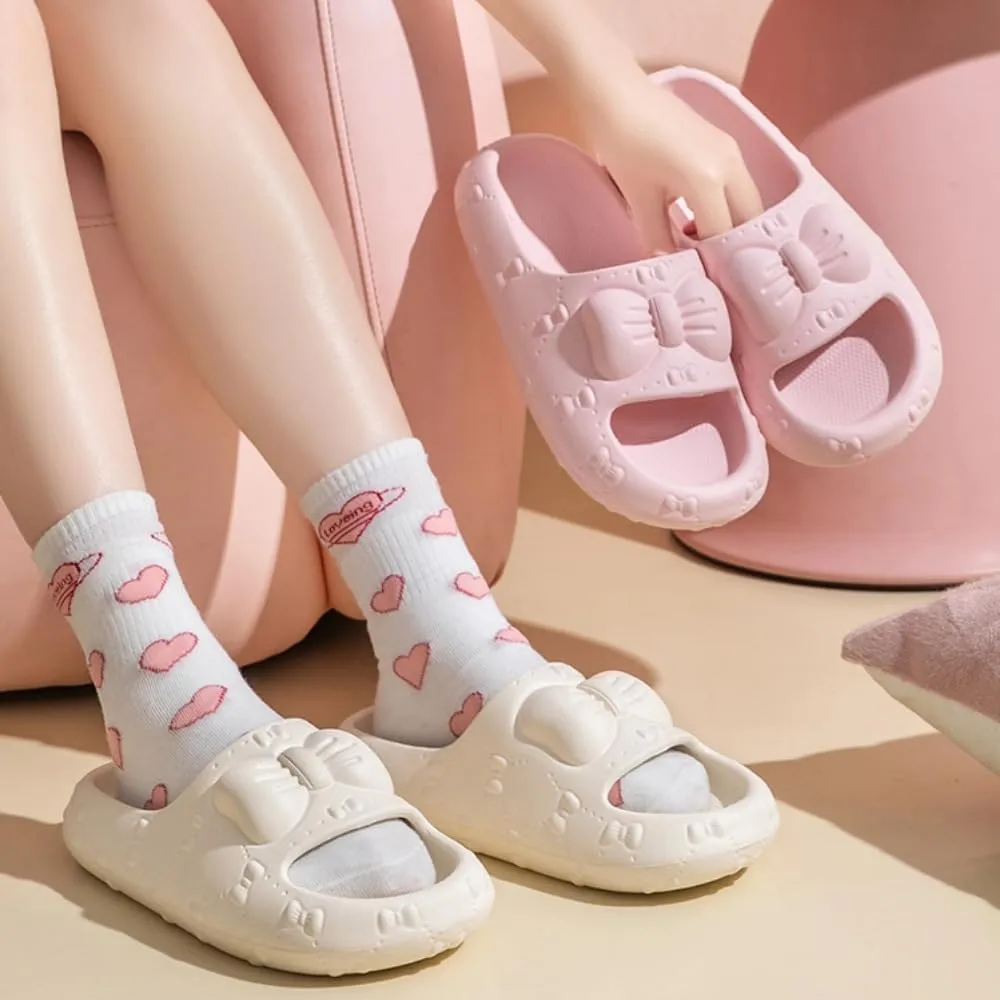 Cute Cloud Slipper Women Kawaii Pillow Slipper Preppy Y2K Bow Knot Slipper Comfy House Slides Shower Sandals Bathroom Shoes EVA Slides Slipper Indoor Outdoor Home Slipper