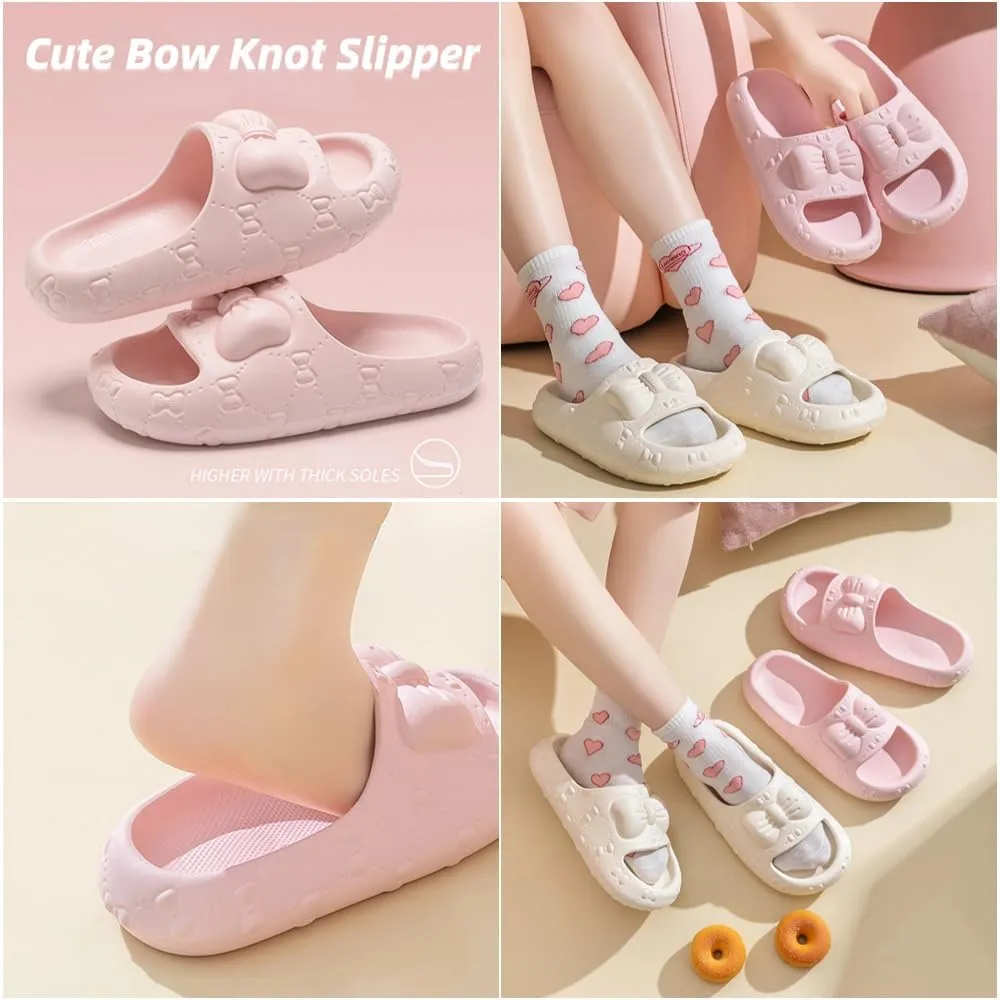 Cute Cloud Slipper Women Kawaii Pillow Slipper Preppy Y2K Bow Knot Slipper Comfy House Slides Shower Sandals Bathroom Shoes EVA Slides Slipper Indoor Outdoor Home Slipper