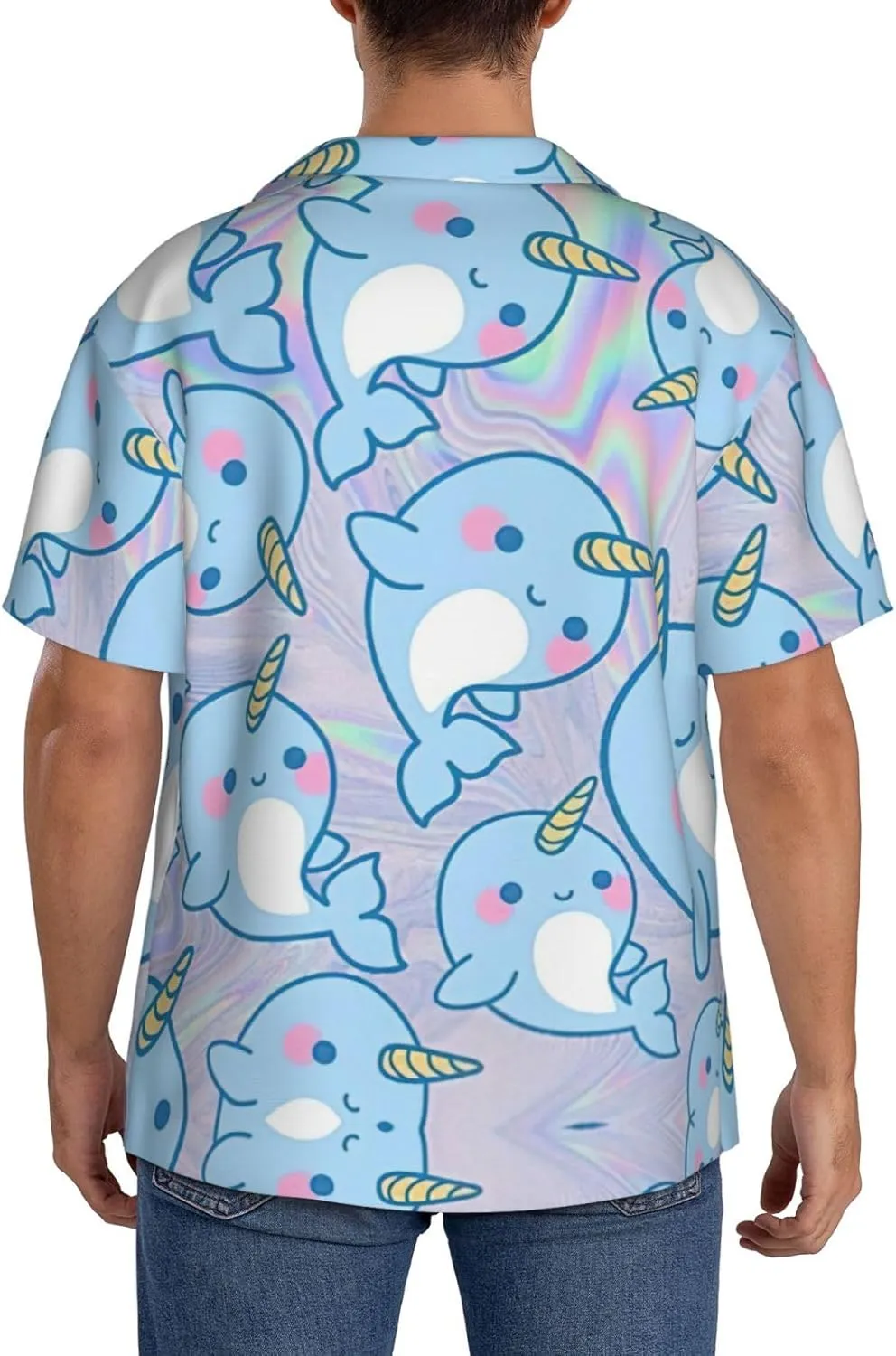 Cute Fish Printing Men's Fashion Summer Short Sleeve Button Shirt with Pocket,S-4xl Cuban Shirt Hawaiian Shirt