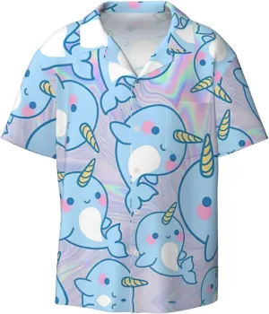 Cute Fish Printing Men's Fashion Summer Short Sleeve Button Shirt with Pocket,S-4xl Cuban Shirt Hawaiian Shirt