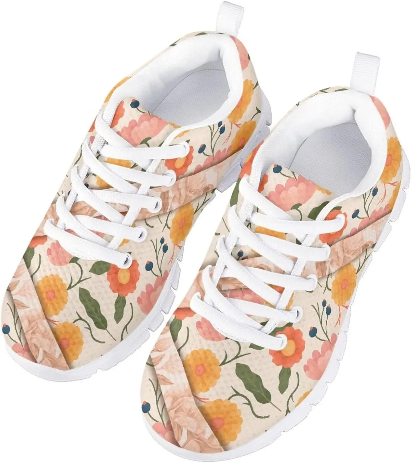 Cute Tennis Shoes for Girls Kids Mesh Running Shoes Lace Up Walking Athletic Sneakers