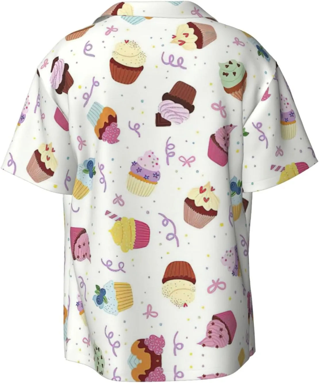 Delicious Cupcakes Printing Men's Fashion Summer Short Sleeve Button Shirt with Pocket,S-4xl Cuban Shirt Hawaiian Shirt