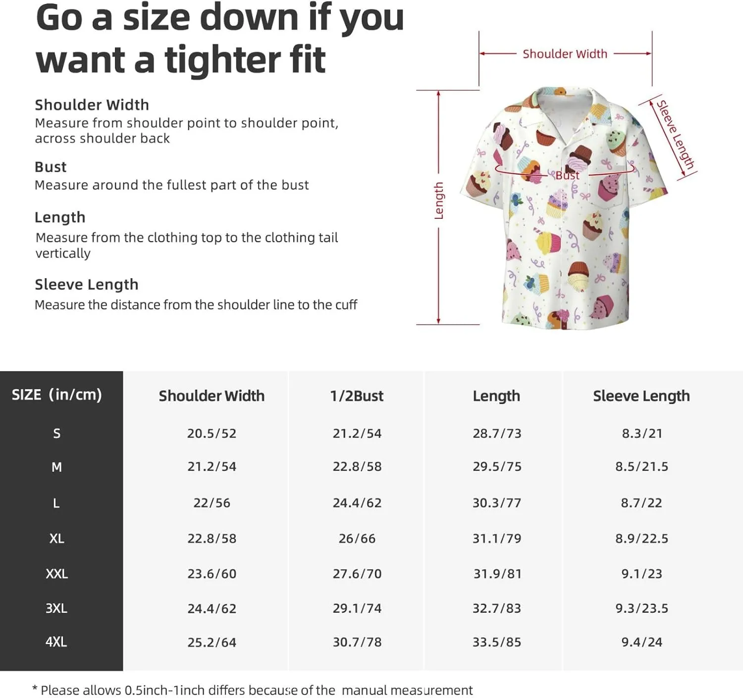 Delicious Cupcakes Printing Men's Fashion Summer Short Sleeve Button Shirt with Pocket,S-4xl Cuban Shirt Hawaiian Shirt