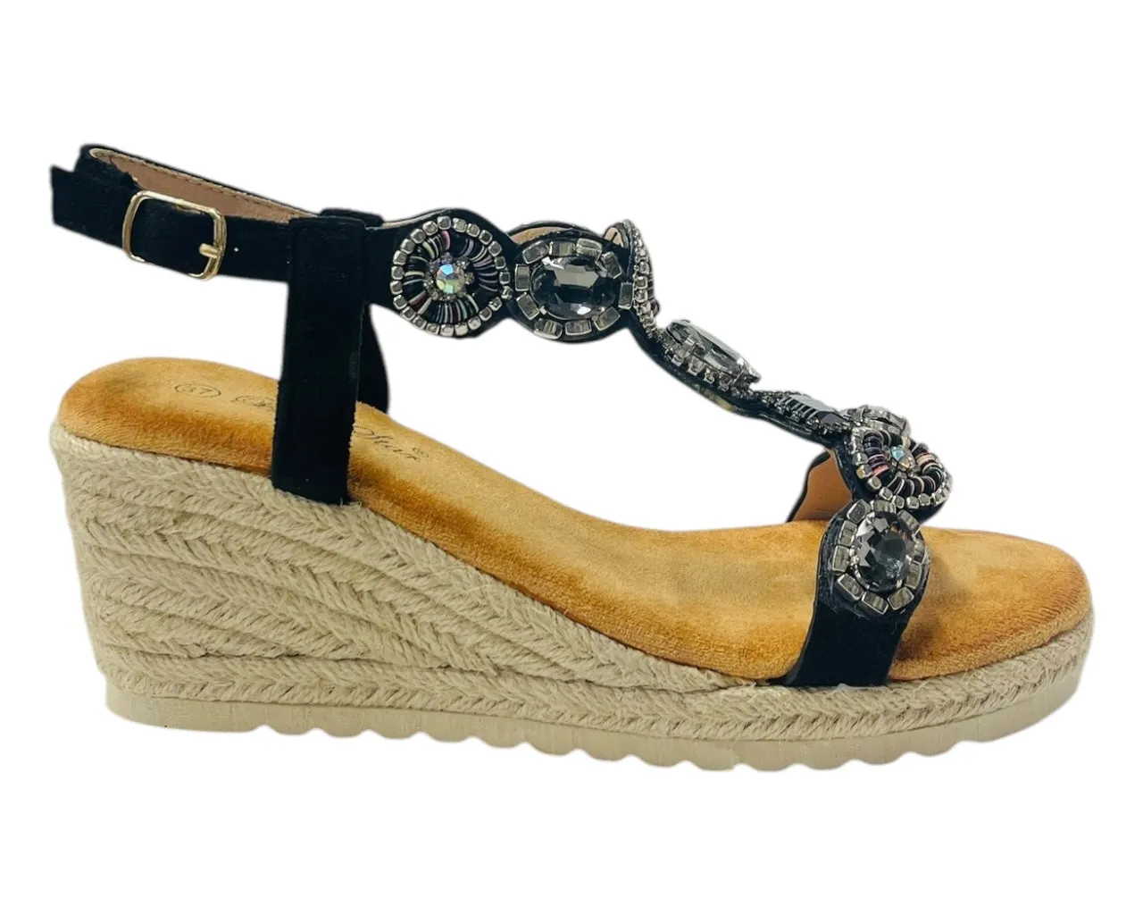 Diamante Espadrilles Wedge Sandals