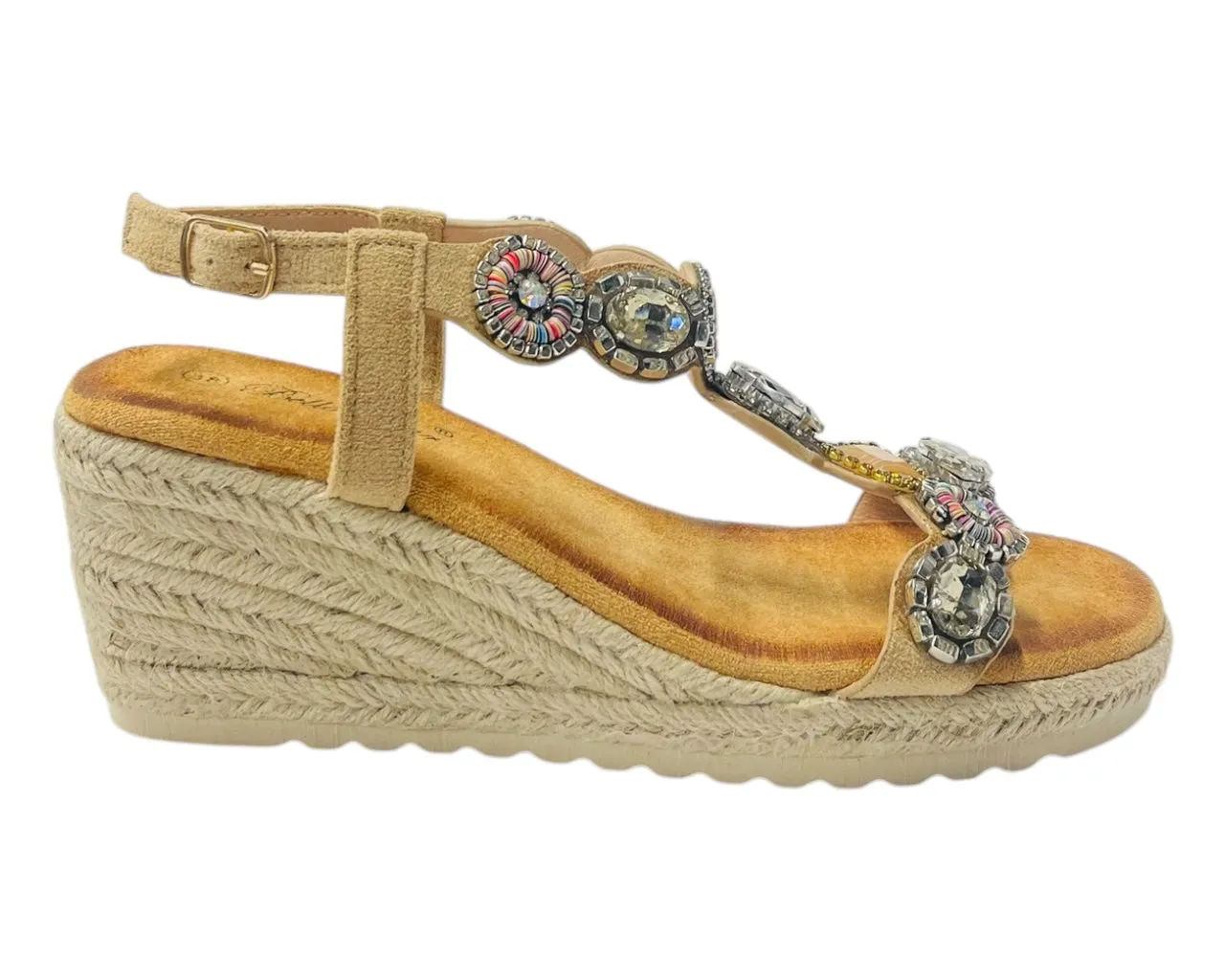 Diamante Espadrilles Wedge Sandals