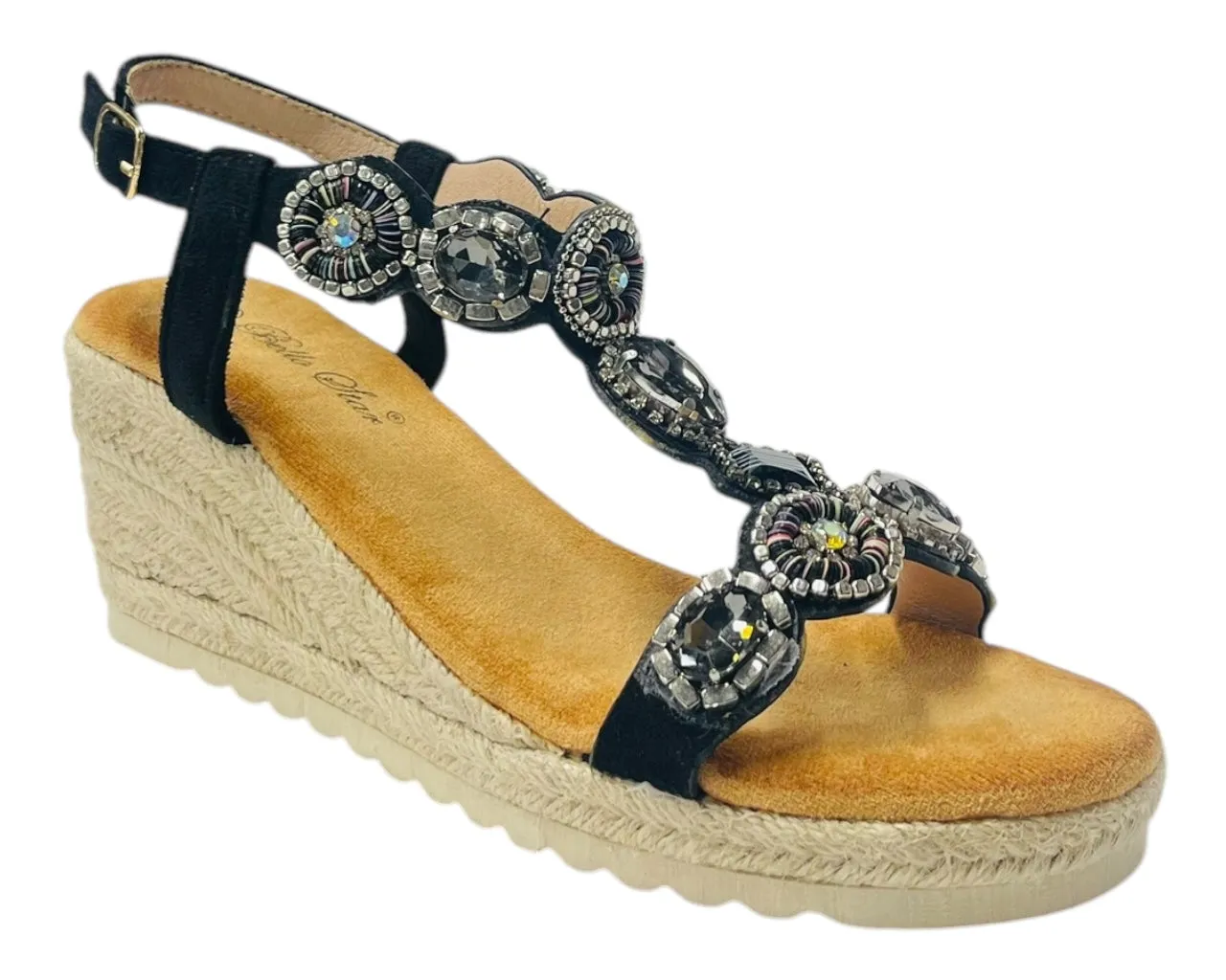 Diamante Espadrilles Wedge Sandals