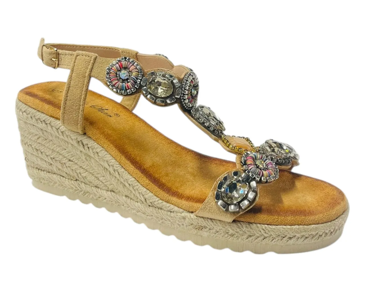 Diamante Espadrilles Wedge Sandals